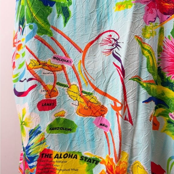 Vintage Jams World Size Small Island Life Tropical Map Hawaiian Short Dress - Picture 3 of 12